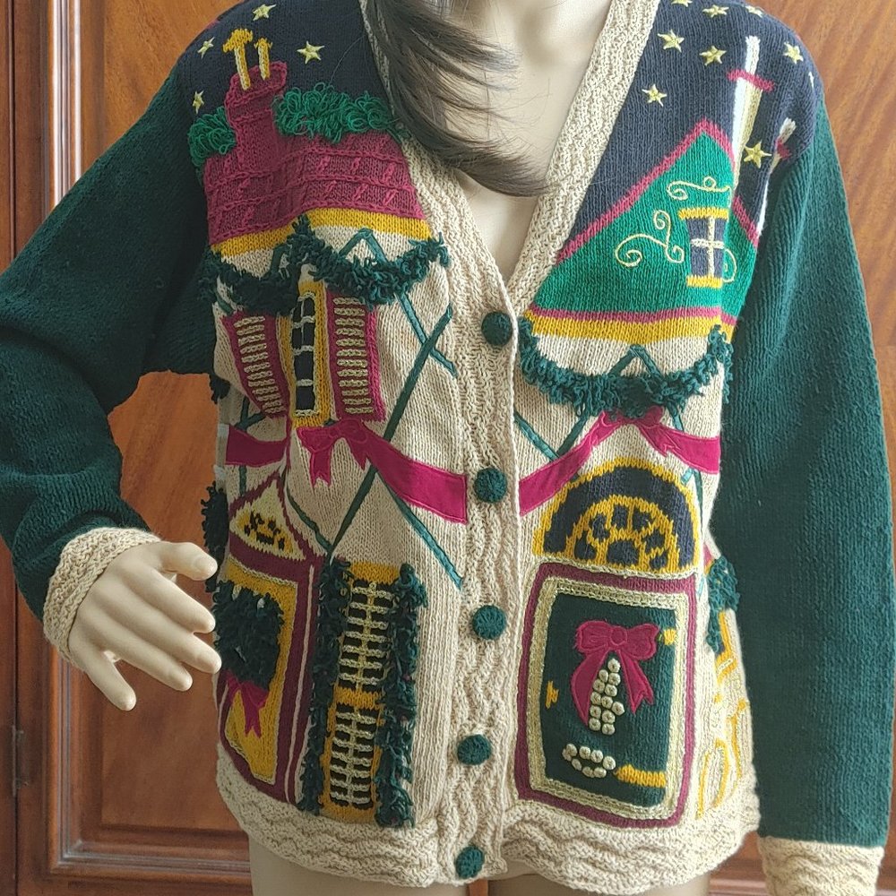 Vintage Christmas Sweater, Medium, Old World Designs